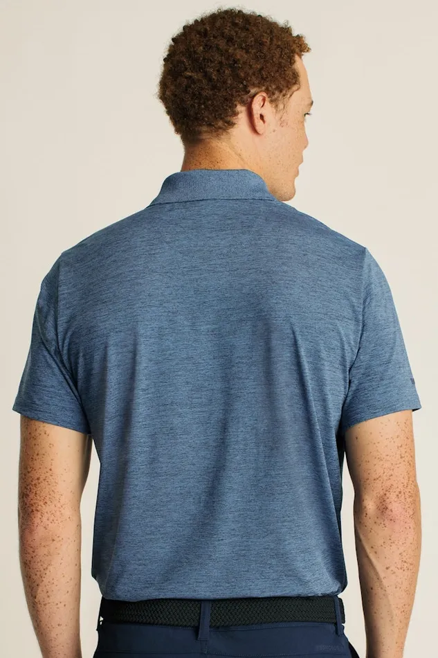 Men Bonobos Golf Polos and Tops The Performance Golf Polo Shirt Solid and Striped Heather Denim Blue