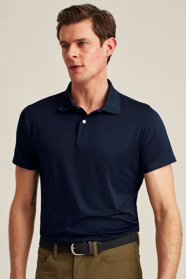 Men Bonobos Golf Polos and Tops The Performance Golf Polo Shirt Solid and Striped Navy