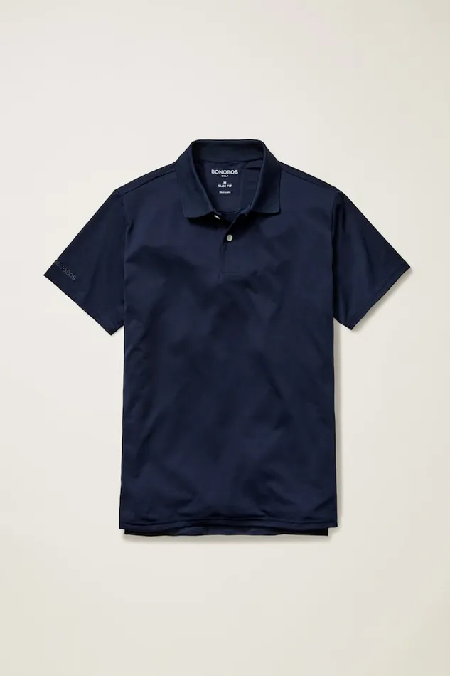 Men Bonobos Golf Polos and Tops The Performance Golf Polo Shirt Solid and Striped Navy