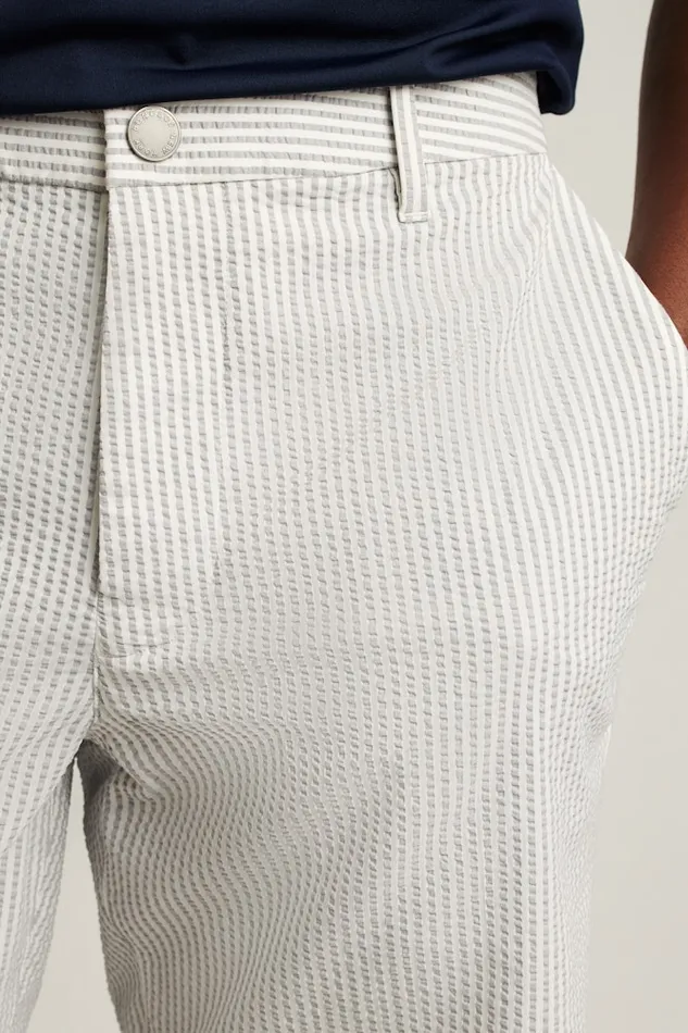 Men Bonobos Golf Shorts Performance Seersucker Golf Short Grey And White Stripe
