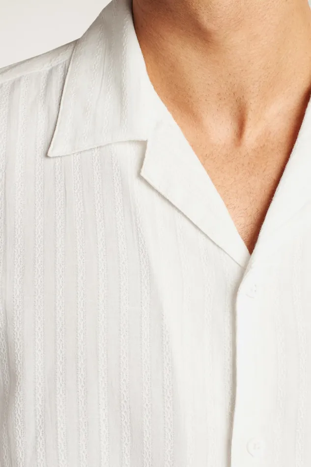 Men Bonobos Short Sleeve Shirts Limited Edition Riviera Cabana Shirt White Texture Stripe Men Bonobos Short Sleeve Shirts Limited Edition Riviera Cabana Shirt White Texture Stripe