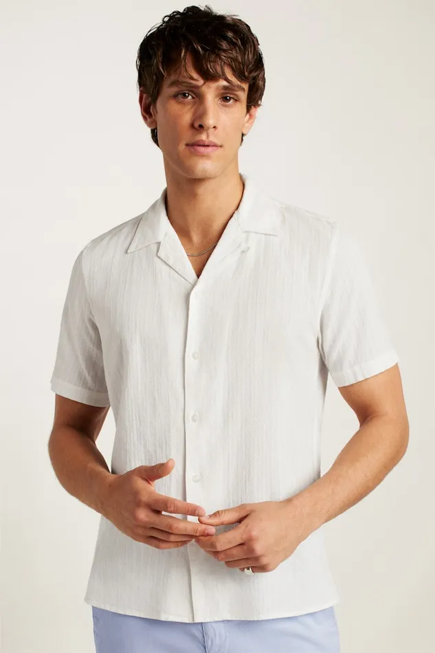 Men Bonobos Short Sleeve Shirts Limited Edition Riviera Cabana Shirt White Texture Stripe Men Bonobos Short Sleeve Shirts Limited Edition Riviera Cabana Shirt White Texture Stripe