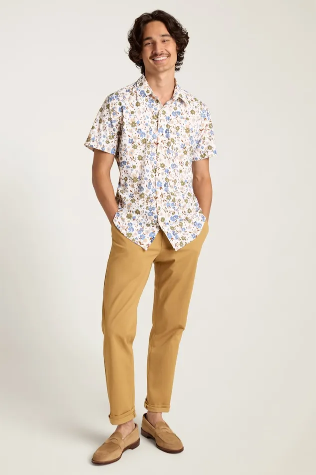 Men Bonobos Short Sleeve Shirts Tech Short Sleeve Shirt White Regal Floral