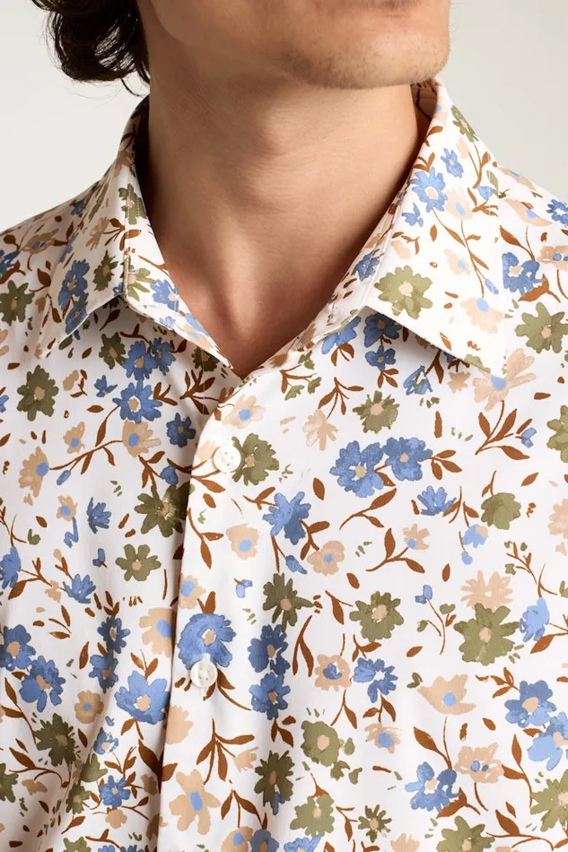 Men Bonobos Short Sleeve Shirts Tech Short Sleeve Shirt White Regal Floral