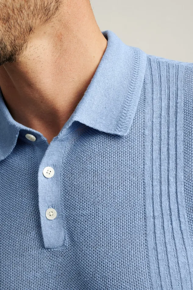 Men Bonobos Sweater Polos Hudson Italian Sweater Polo Light Blue Linen