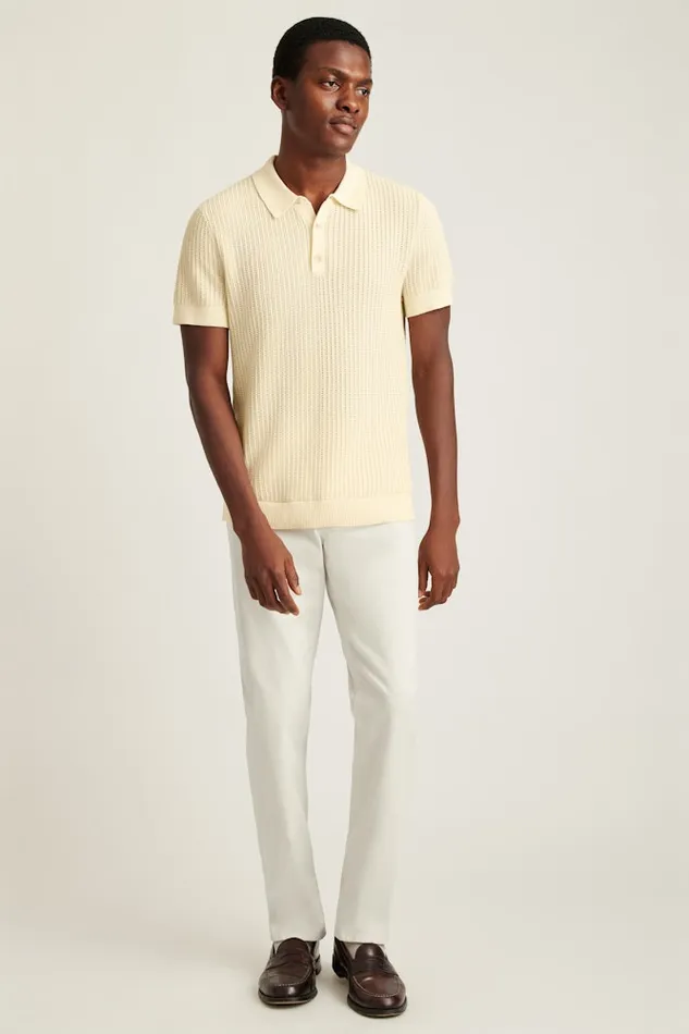 Men Bonobos Sweater Polos Hudson Sweater Polo Ivory Cotton Open Stitch