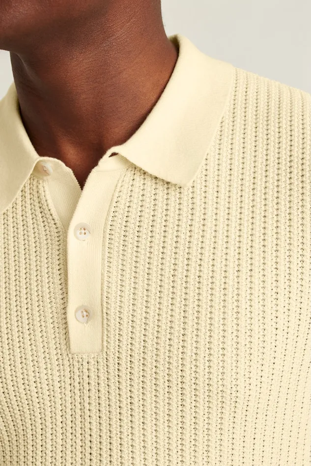 Men Bonobos Sweater Polos Hudson Sweater Polo Ivory Cotton Open Stitch Men Bonobos Sweater Polos Hudson Sweater Polo Ivory Cotton Open Stitch