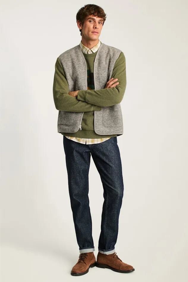 Men Bonobos Vests Italian Wool Fleece Vest Natural Grey
