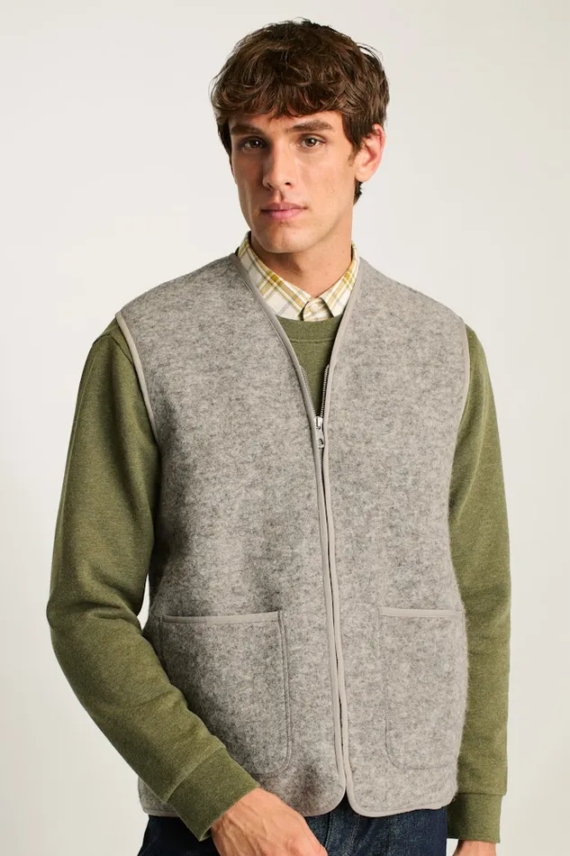Men Bonobos Vests Italian Wool Fleece Vest Natural Grey Men Bonobos Vests Italian Wool Fleece Vest Natural Grey