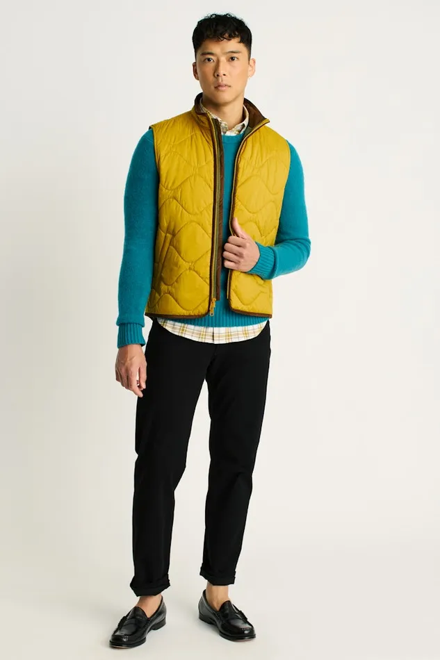 Men Bonobos Vests The Quilted Nylon Vest Golden Yellow