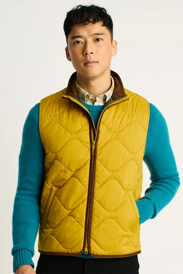 Men Bonobos Vests The Quilted Nylon Vest Golden Yellow