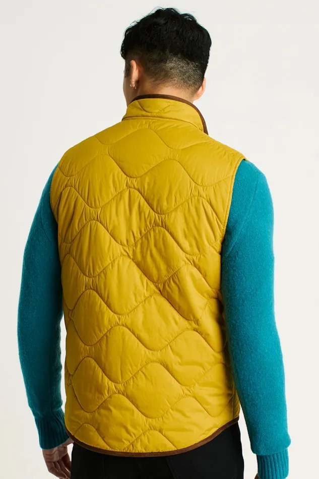 Men Bonobos Vests The Quilted Nylon Vest Golden Yellow