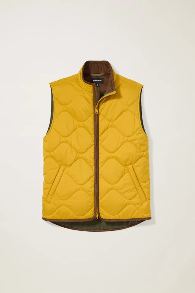Men Bonobos Vests The Quilted Nylon Vest Golden Yellow