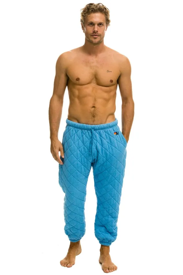 Men Bottoms Aviator Nation QUILTED SWEATPANTS 8211 OCEAN
