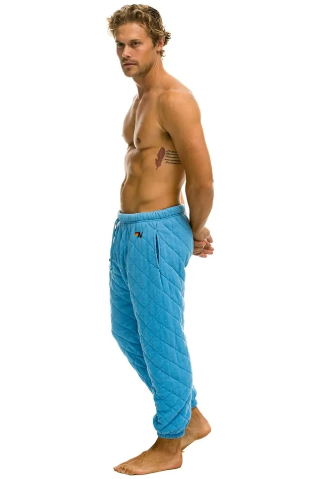 Men Bottoms Aviator Nation QUILTED SWEATPANTS 8211 OCEAN Men Bottoms Aviator Nation QUILTED SWEATPANTS 8211 OCEAN