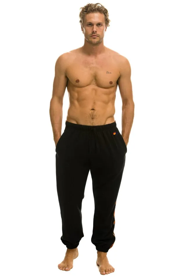 Men Bottoms Aviator Nation TIGER STRIPE SWEATPANTS 8211 BLACK TIGER
