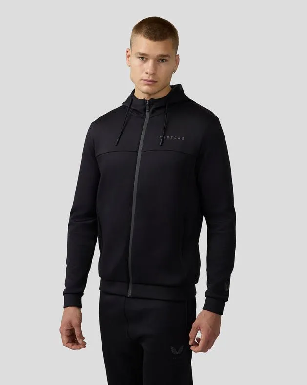 Men Castore Hoodies Scuba Long Sleeve Zip Through Hoodie Black
