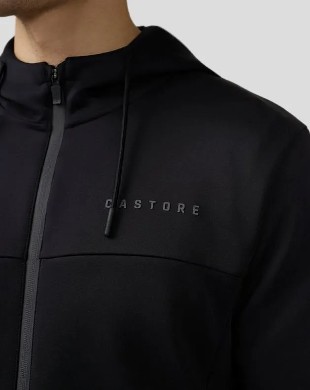 Men Castore Hoodies Scuba Long Sleeve Zip Through Hoodie Black