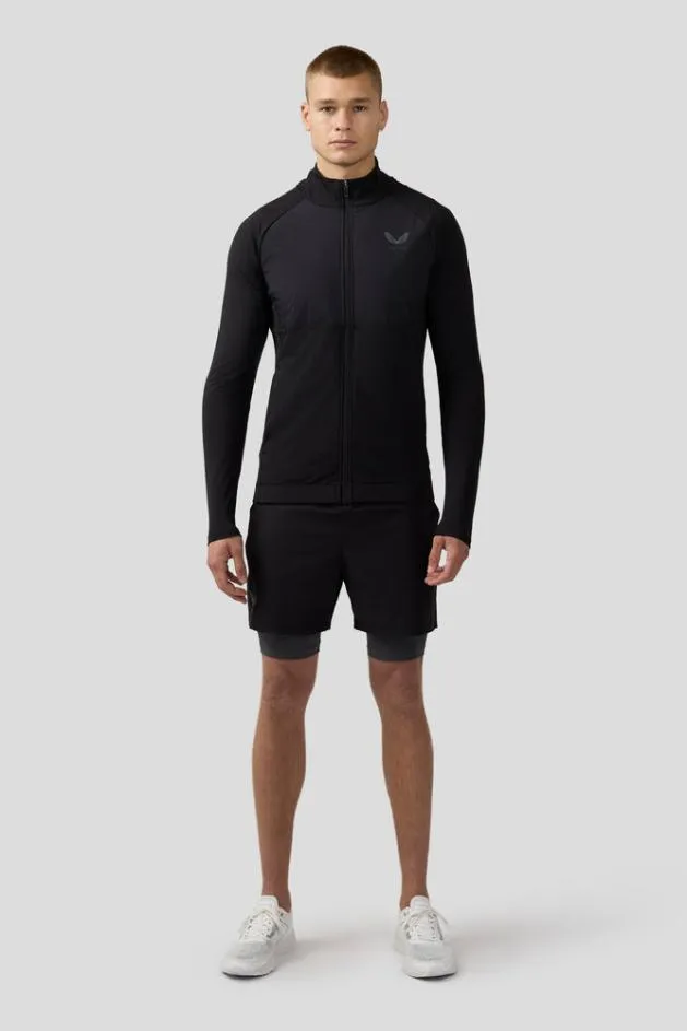 Men Castore Jackets Flow Long Sleeve Hybrid Jacket 8211 Black