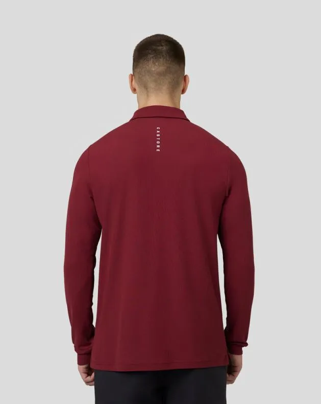 Men Castore Polos Golf Essential Long Sleeve Polo 8211 Cabernet