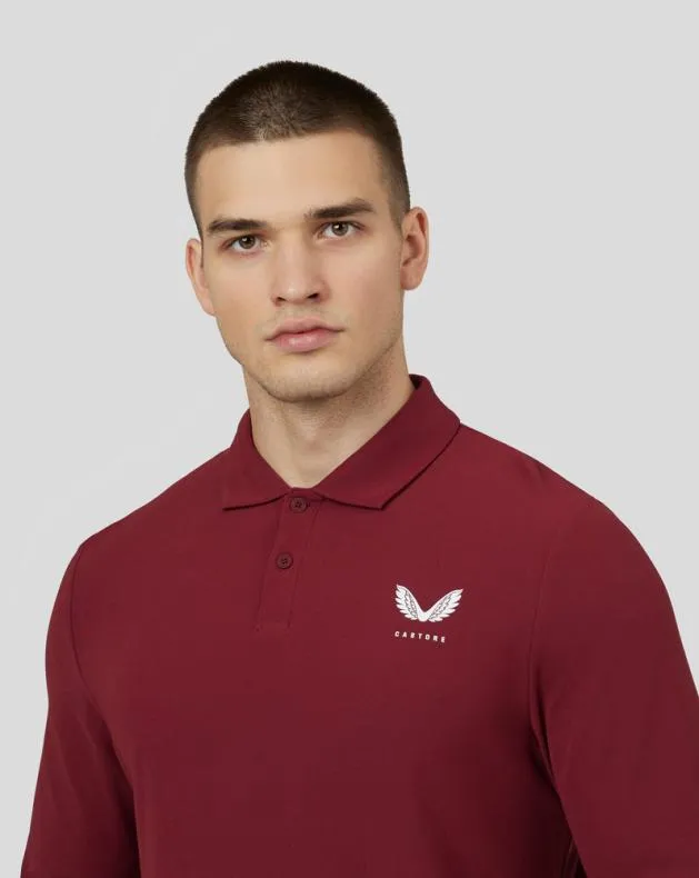 Men Castore Polos Golf Essential Long Sleeve Polo 8211 Cabernet