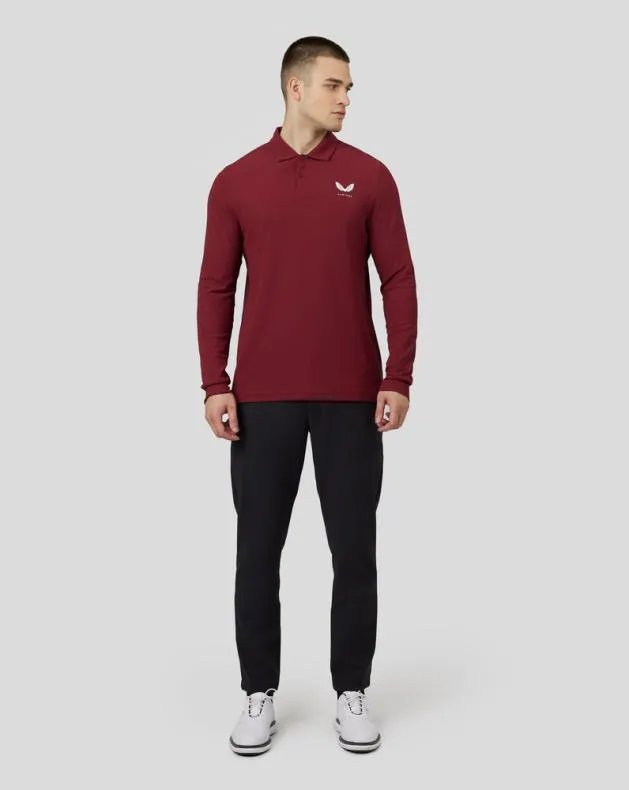 Men Castore Polos Golf Essential Long Sleeve Polo 8211 Cabernet