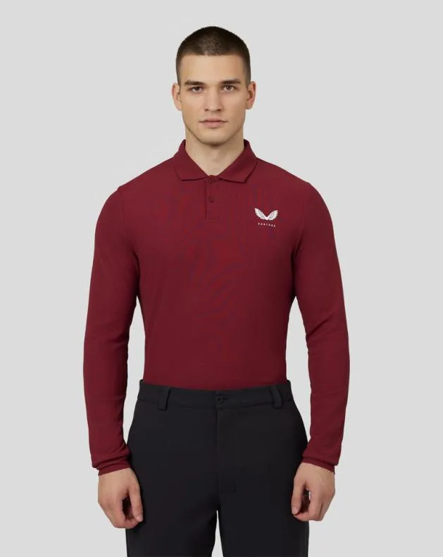 Men Castore Polos Golf Essential Long Sleeve Polo 8211 Cabernet