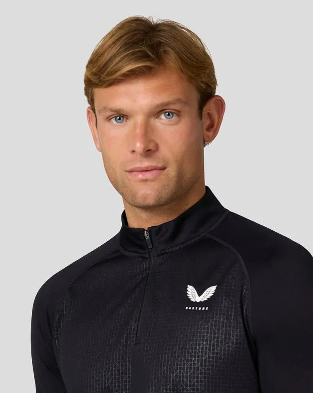 Men Castore Tops Adapt Long Sleeve Lightweight Quarter Zip Top 8211 Black