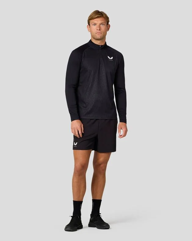Men Castore Tops Adapt Long Sleeve Lightweight Quarter Zip Top 8211 Black