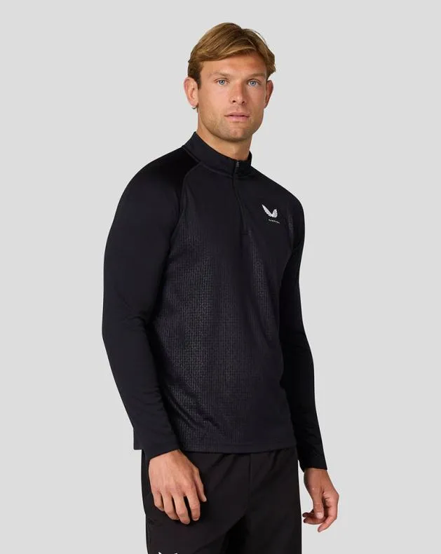 Men Castore Tops Adapt Long Sleeve Lightweight Quarter Zip Top 8211 Black