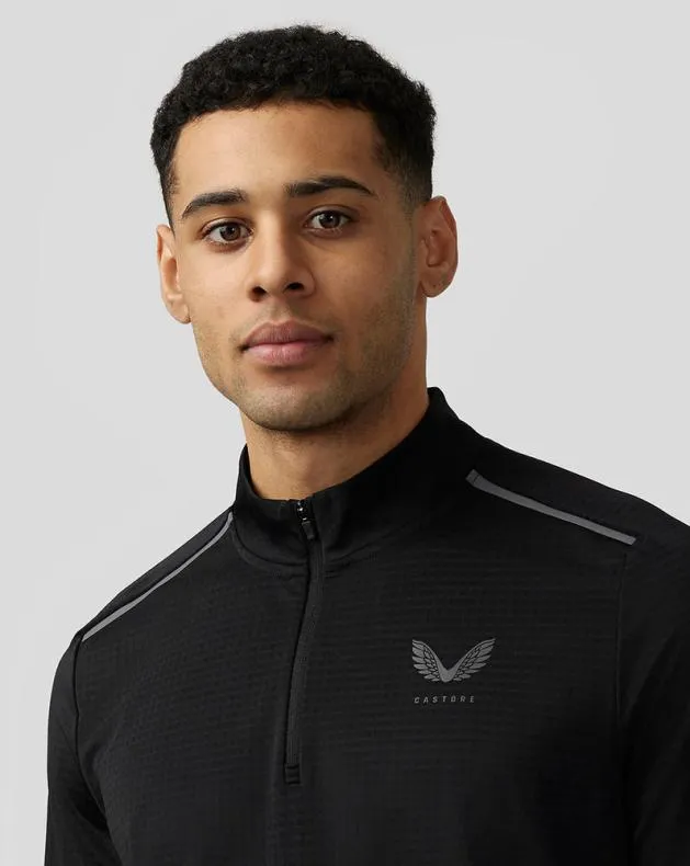 Men Castore Tops Apex Aeromesh Quarter Zip 8211 Black