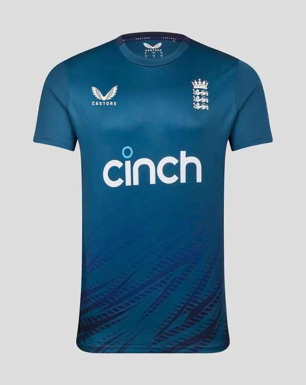 Men Castore Tops England Cricket Short Sleeve Training Tee 8211 Blue