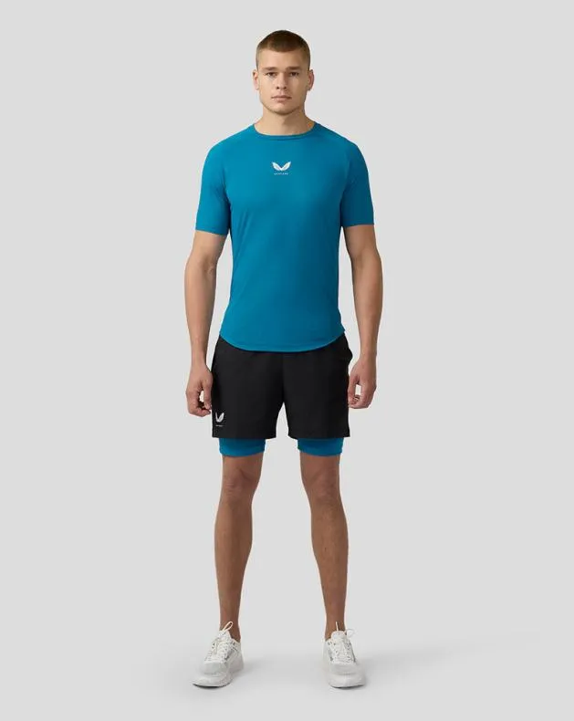 Men Castore Tops Flow Short Sleeve Breathable Gym T Shirt 8211 Dark Aqua