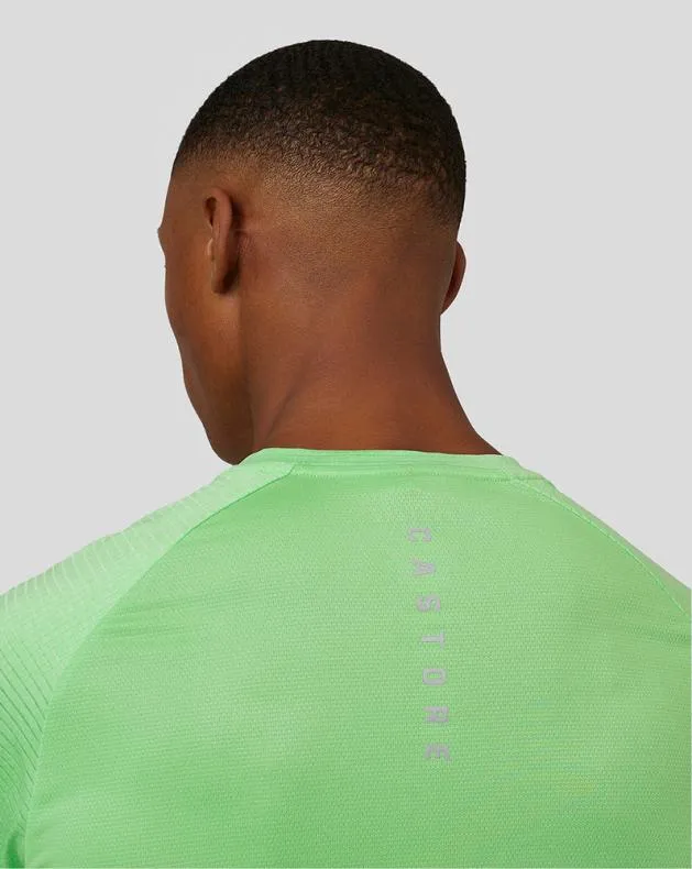 Men Castore Tops Flow Short Sleeve Panel TShirt 8211 Bright Green