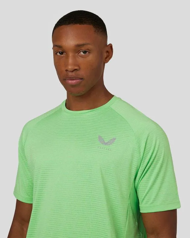 Men Castore Tops Flow Short Sleeve Panel TShirt 8211 Bright Green