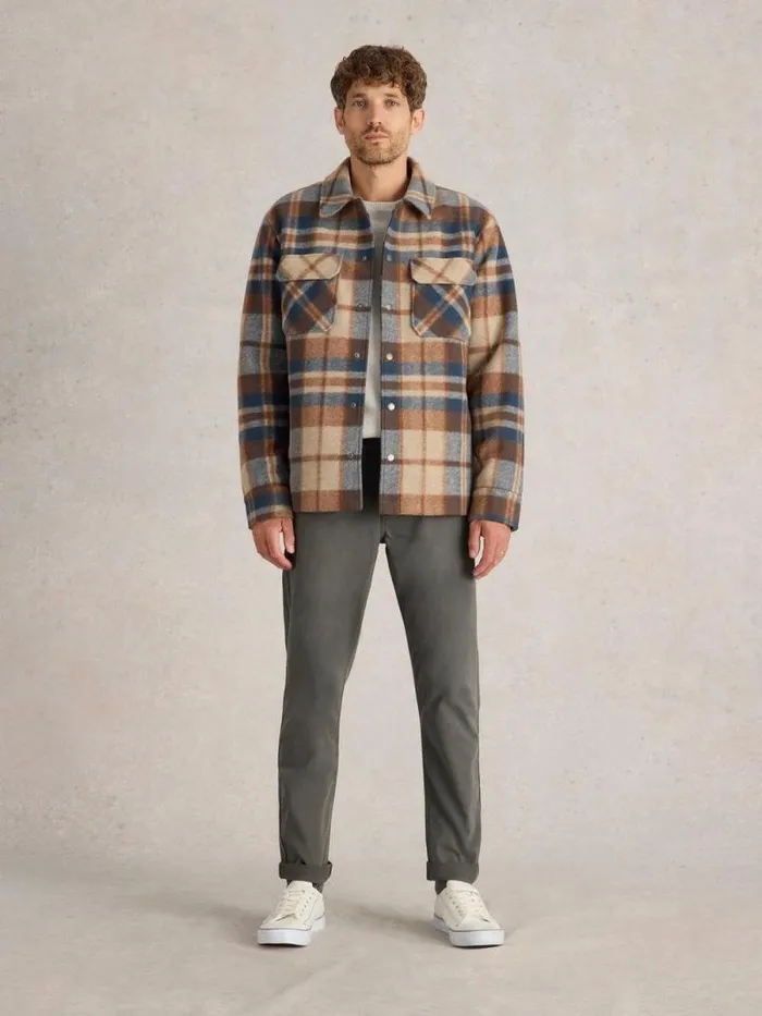 Men Check Trucker Brown Multi White Stuff Shirts Men Check Trucker Brown Multi White Stuff Shirts