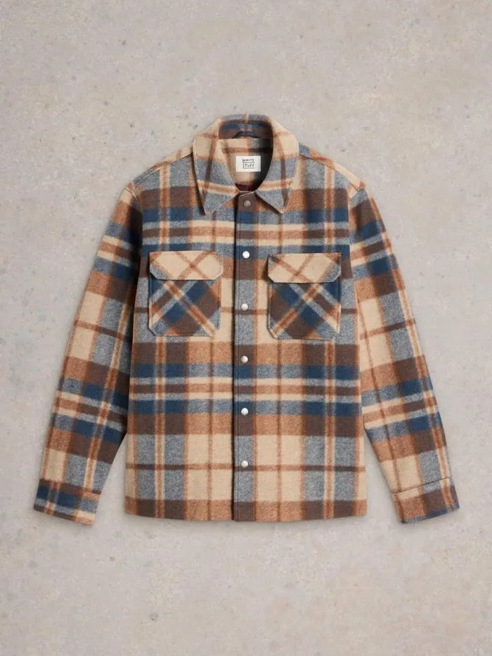 Men Check Trucker Brown Multi White Stuff Shirts Men Check Trucker Brown Multi White Stuff Shirts