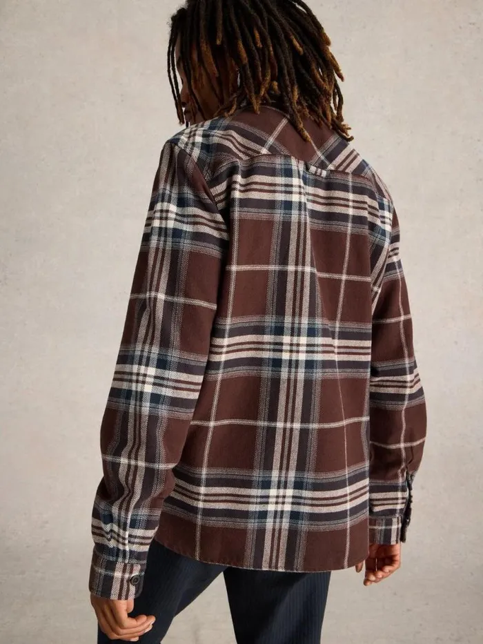 Men Darwen Check Woven Overshirt Brown Multi White Stuff Shirts