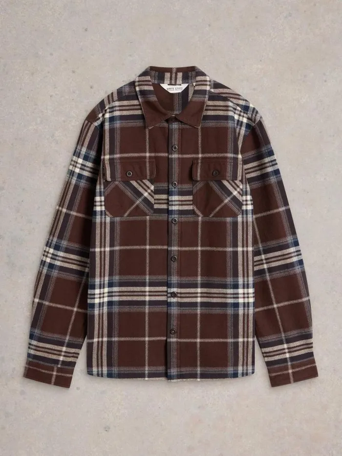 Men Darwen Check Woven Overshirt Brown Multi White Stuff Shirts