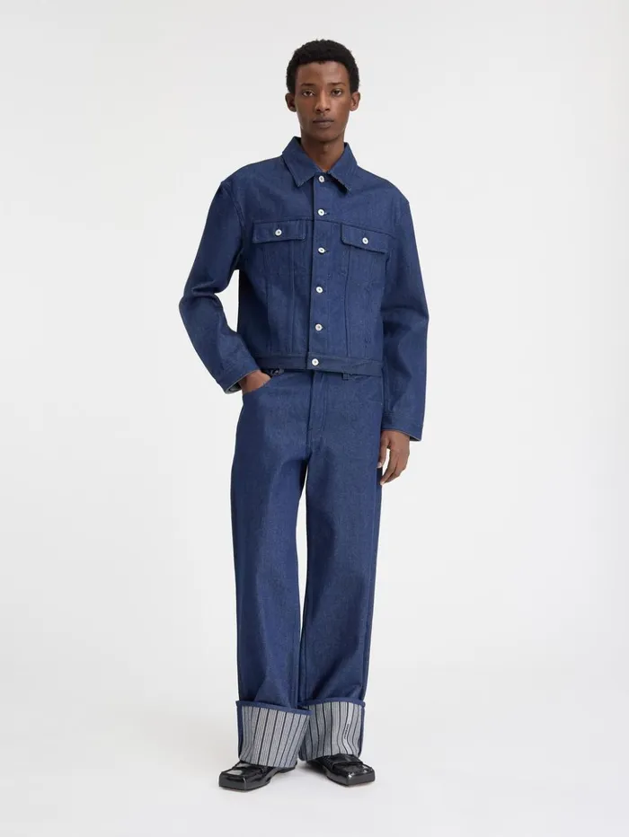 Men Denim JACQUEMUS The Denim DeNmes Jacket Navy Navy Stripes