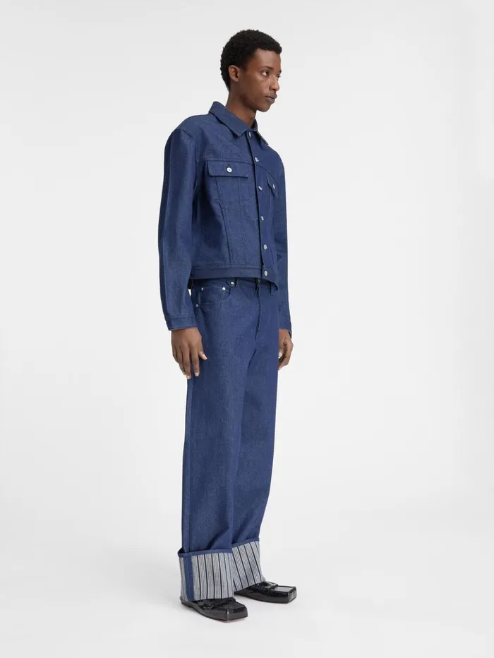 Men Denim JACQUEMUS The Denim DeNmes Jacket Navy Navy Stripes Men Denim JACQUEMUS The Denim DeNmes Jacket Navy Navy Stripes