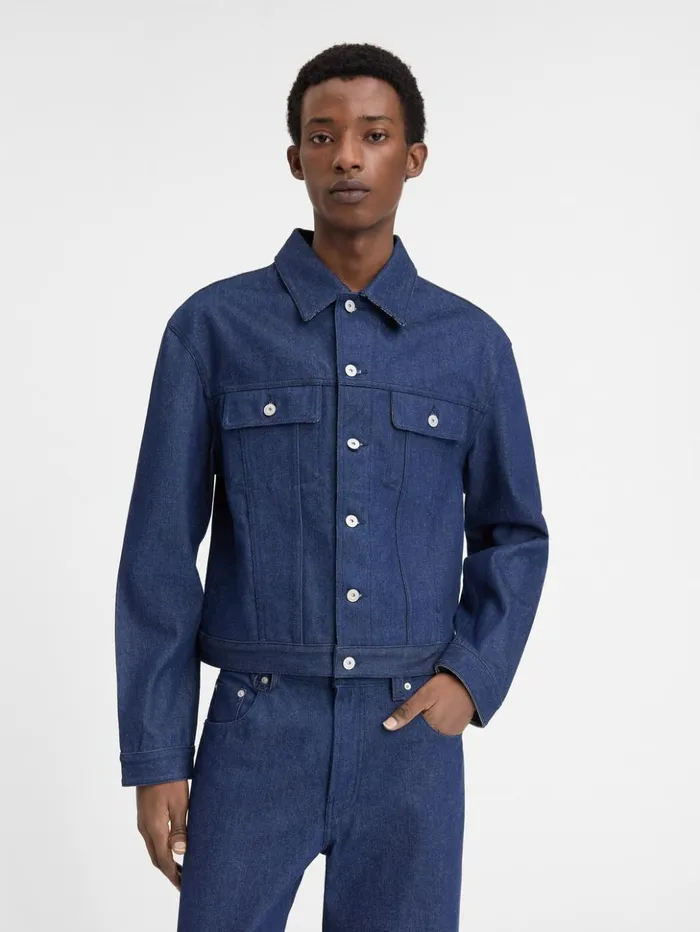 Men Denim JACQUEMUS The Denim DeNmes Jacket Navy Navy Stripes Men Denim JACQUEMUS The Denim DeNmes Jacket Navy Navy Stripes