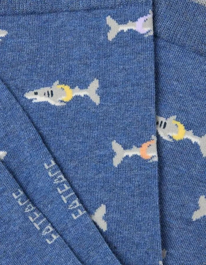 Men FatFace Buy 2 Get 1 Free Socks 1 Pack Rubber Ring Shark Socks Blue Marl