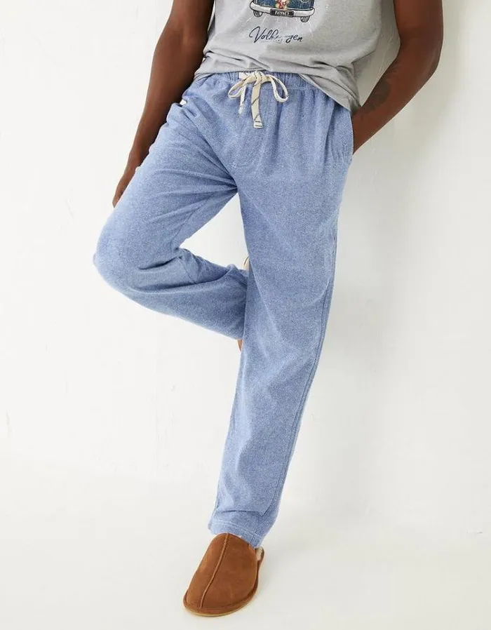 Men FatFace Men039s Sale Brushed Twill Pajama Bottoms Mid Blue