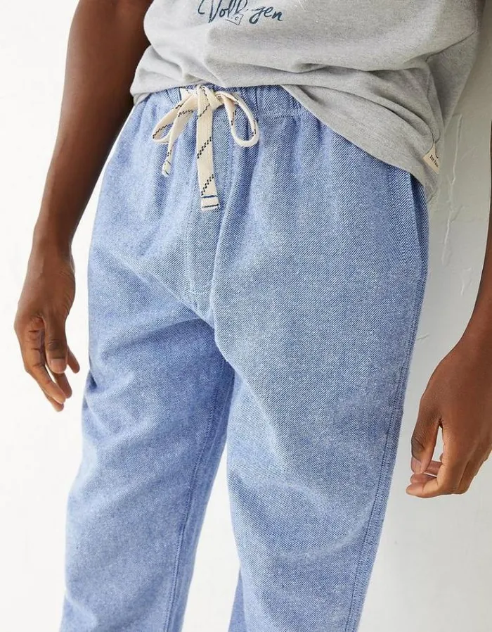 Men FatFace Men039s Sale Brushed Twill Pajama Bottoms Mid Blue