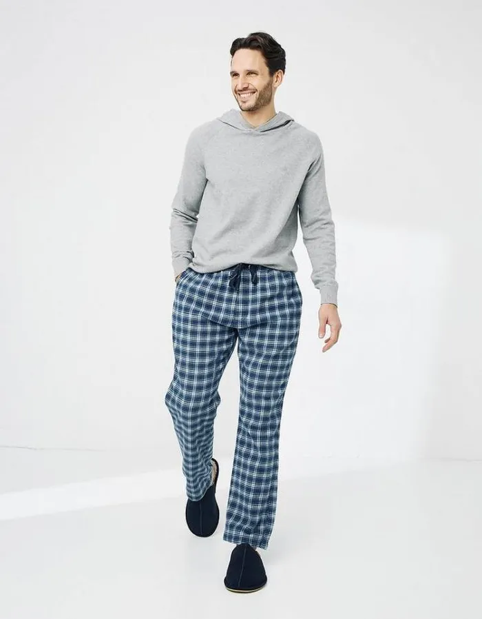 Men FatFace Men039s Sale Somerton Checked PJ Bottoms Sea Blue