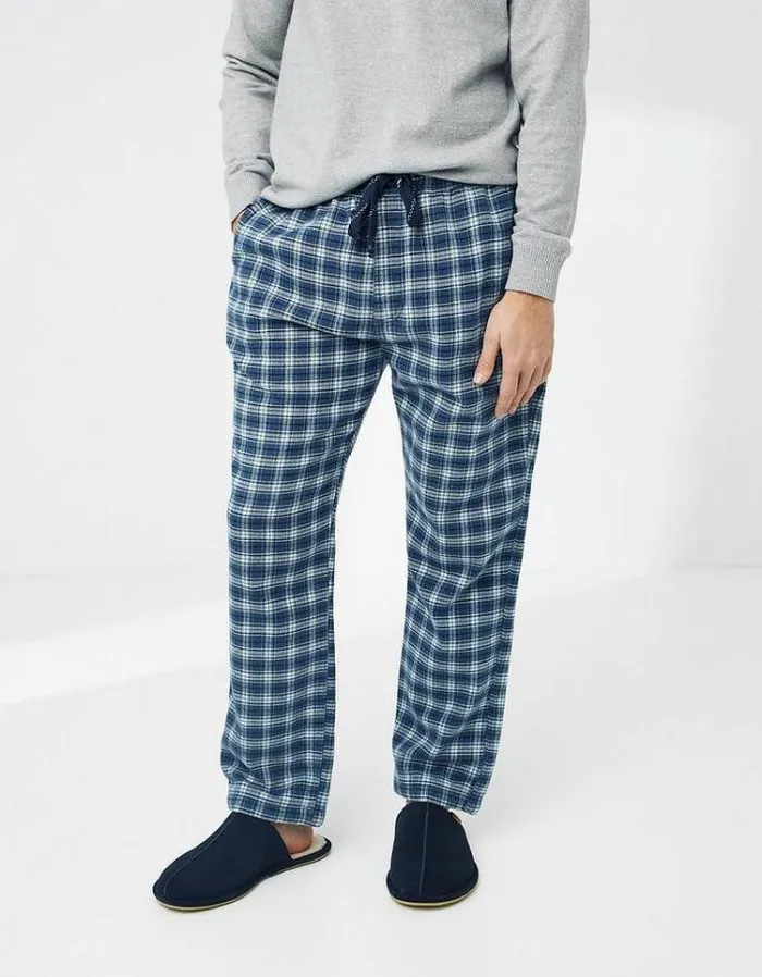 Men FatFace Men039s Sale Somerton Checked PJ Bottoms Sea Blue