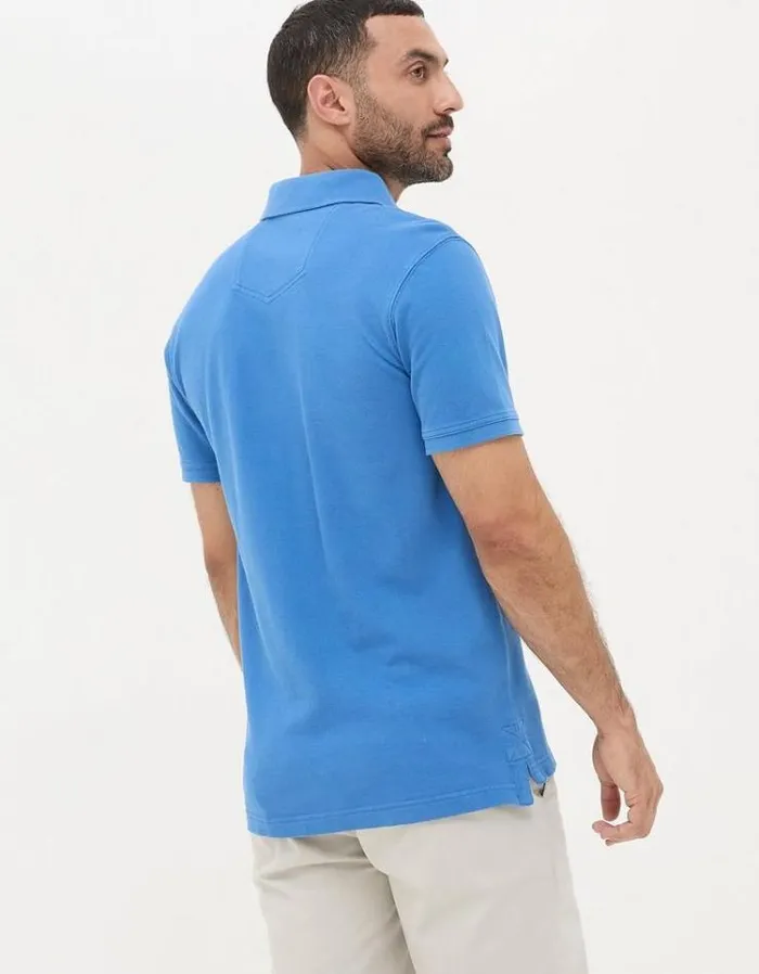 Men FatFace Polo Shirts Organic Cotton Pique Polo Bright Blue