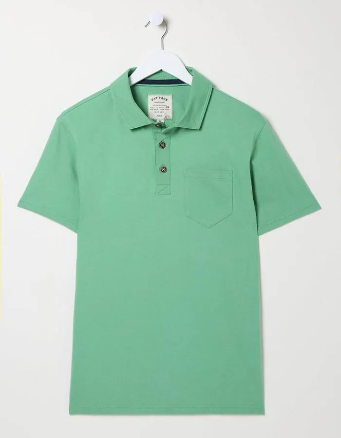 Men FatFace Polo Shirts Perranporth Polo Mint Green