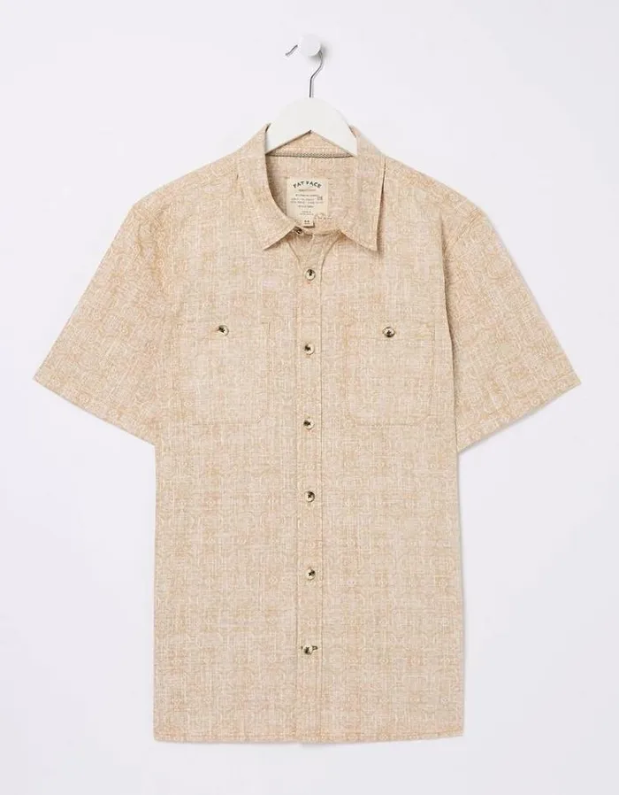 Men FatFace Shirts Beckley Tile Print Shirt Yellow